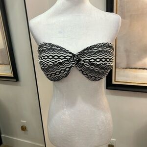 Converse Black & White Zigzag Bandeau Bikini Top